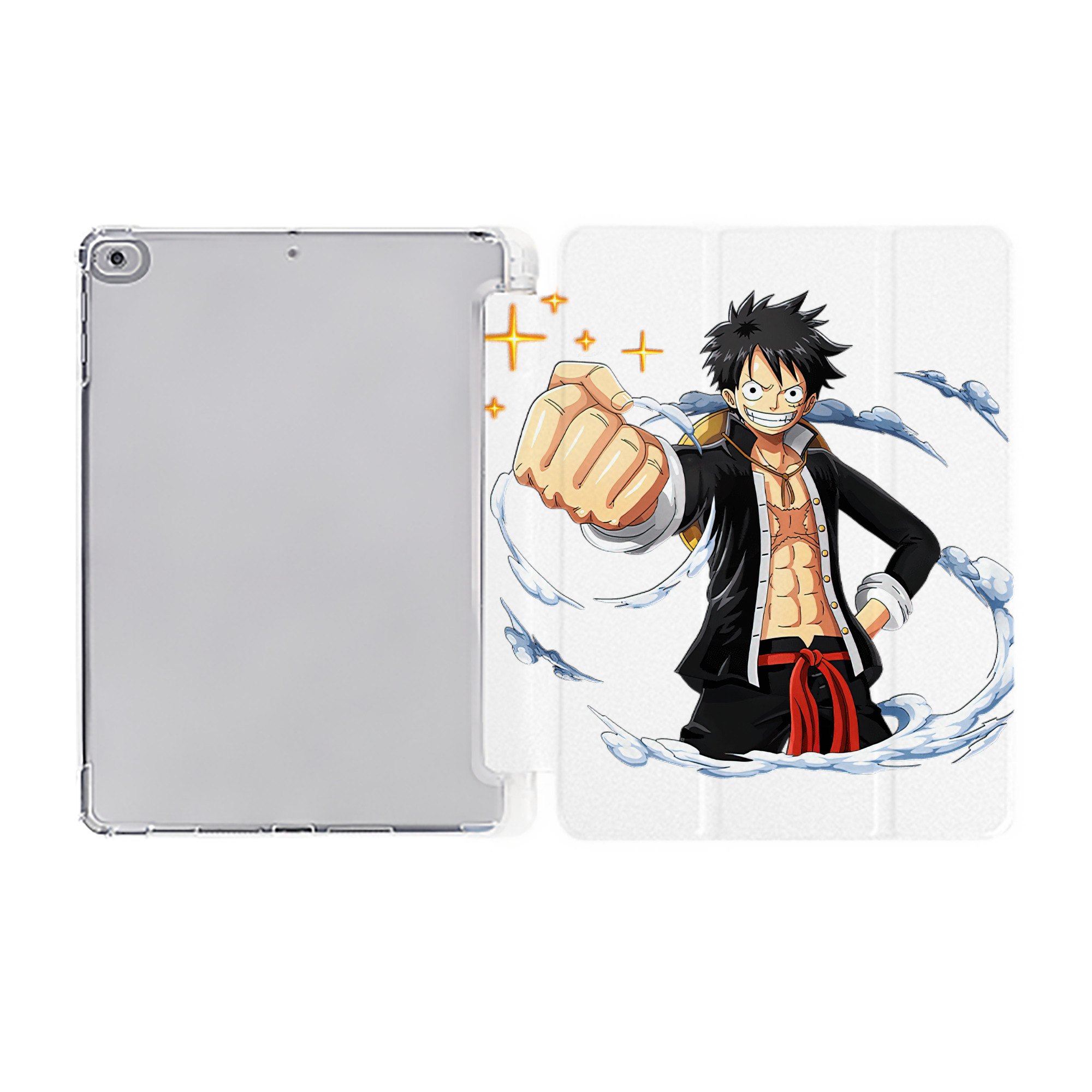 （画像用） ワンピース モンキー・D・ルフィ ONE PIECE Monkey D. Luffy IPad ケース ペン収納付き 三つ折りスタンド PUレザー×シリコン 対応機種9.5/10.5/10.9インチ